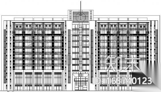 某图书办公楼立面设计方案cad施工图下载【ID:165740123】