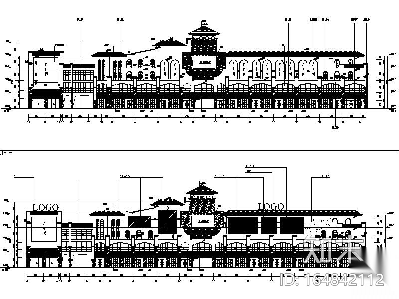 商业综合体外墙设计施工图cad施工图下载【ID:164842112】