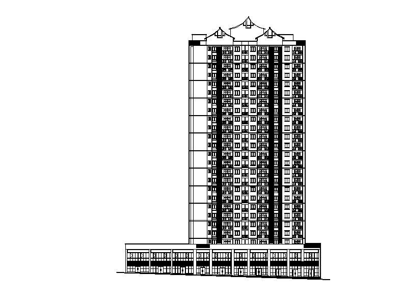 [重庆]高层幕墙立面塔式住宅楼建筑施工图cad施工图下载【ID:149781196】