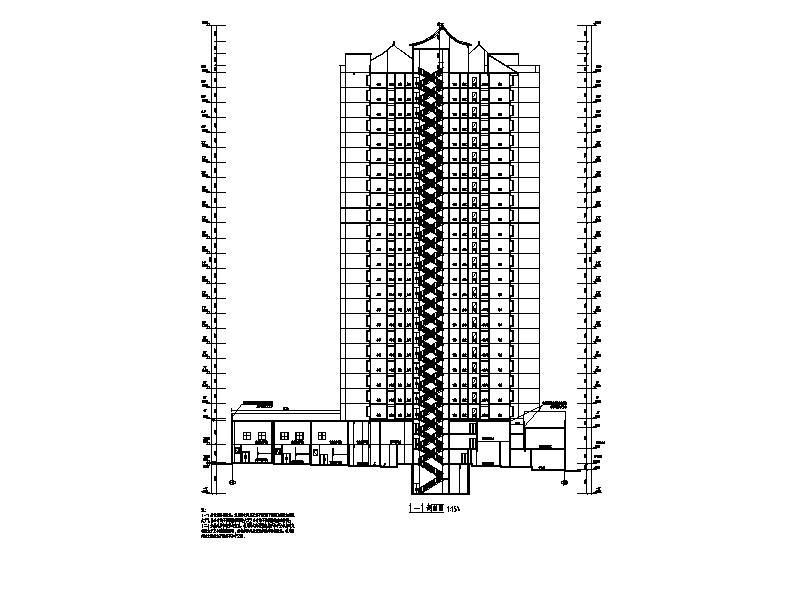 [重庆]高层幕墙立面塔式住宅楼建筑施工图cad施工图下载【ID:149781196】