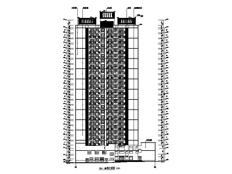 [重庆]高层幕墙立面塔式住宅楼建筑施工图cad施工图下载【ID:149781196】