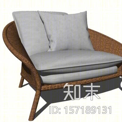 现代藤编户外椅SU模型下载【ID:157189131】