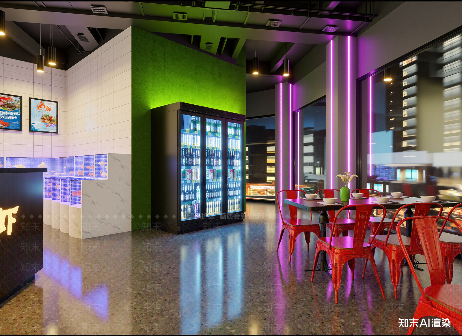 工业风快餐店3D模型下载【ID:1214023037】