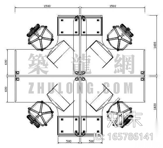 办公组合cad施工图下载【ID:165786141】