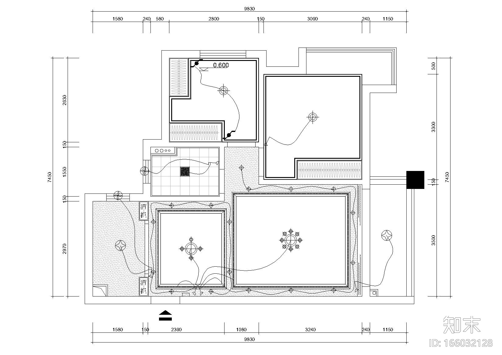 [深圳]华发水岸15栋1703样板间装饰施工图cad施工图下载【ID:166032128】