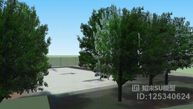 树木篱笆SU模型下载【ID:125340624】