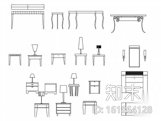 各式桌子立面CAD图块下载施工图下载【ID:161864128】