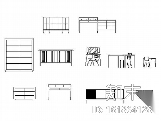 各式桌子立面CAD图块下载施工图下载【ID:161864128】