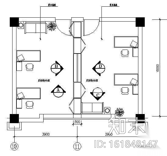 某办公室装修图cad施工图下载【ID:161848147】