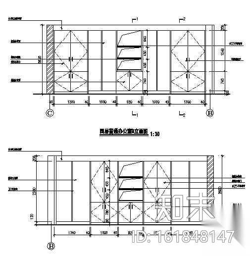 某办公室装修图cad施工图下载【ID:161848147】