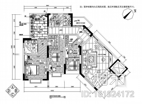 某复式别墅装修施工图cad施工图下载【ID:161924172】