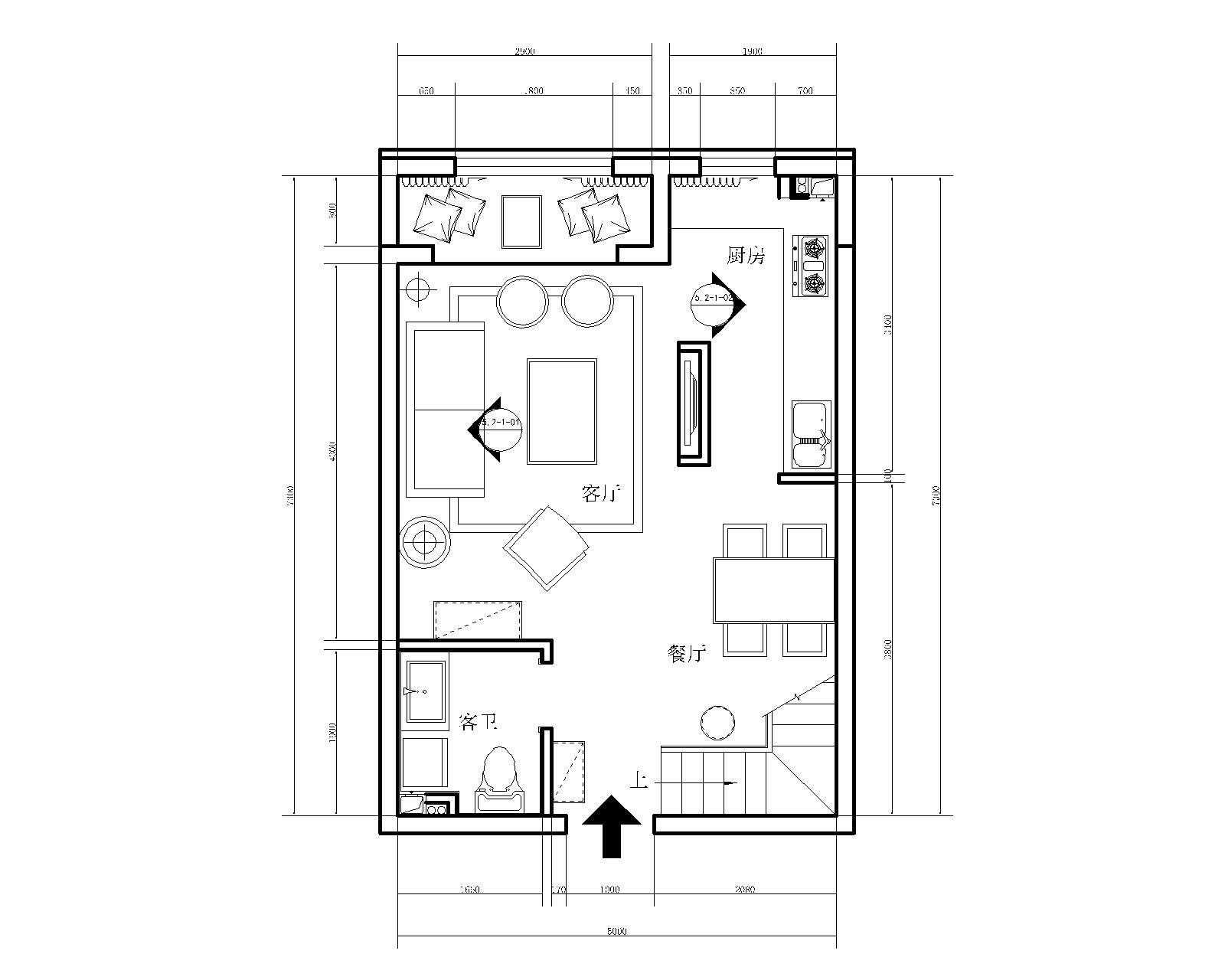 现代风格两居室LOFT样板间室内装修施工图施工图下载【ID:160105120】