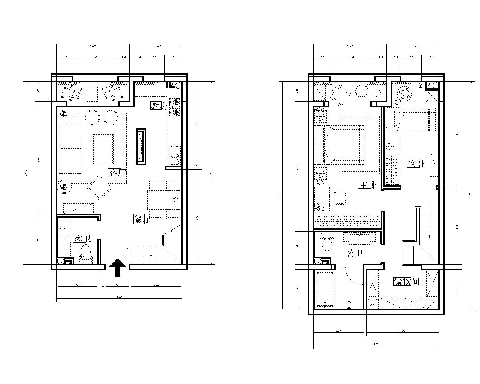 现代风格两居室LOFT样板间室内装修施工图施工图下载【ID:160105120】