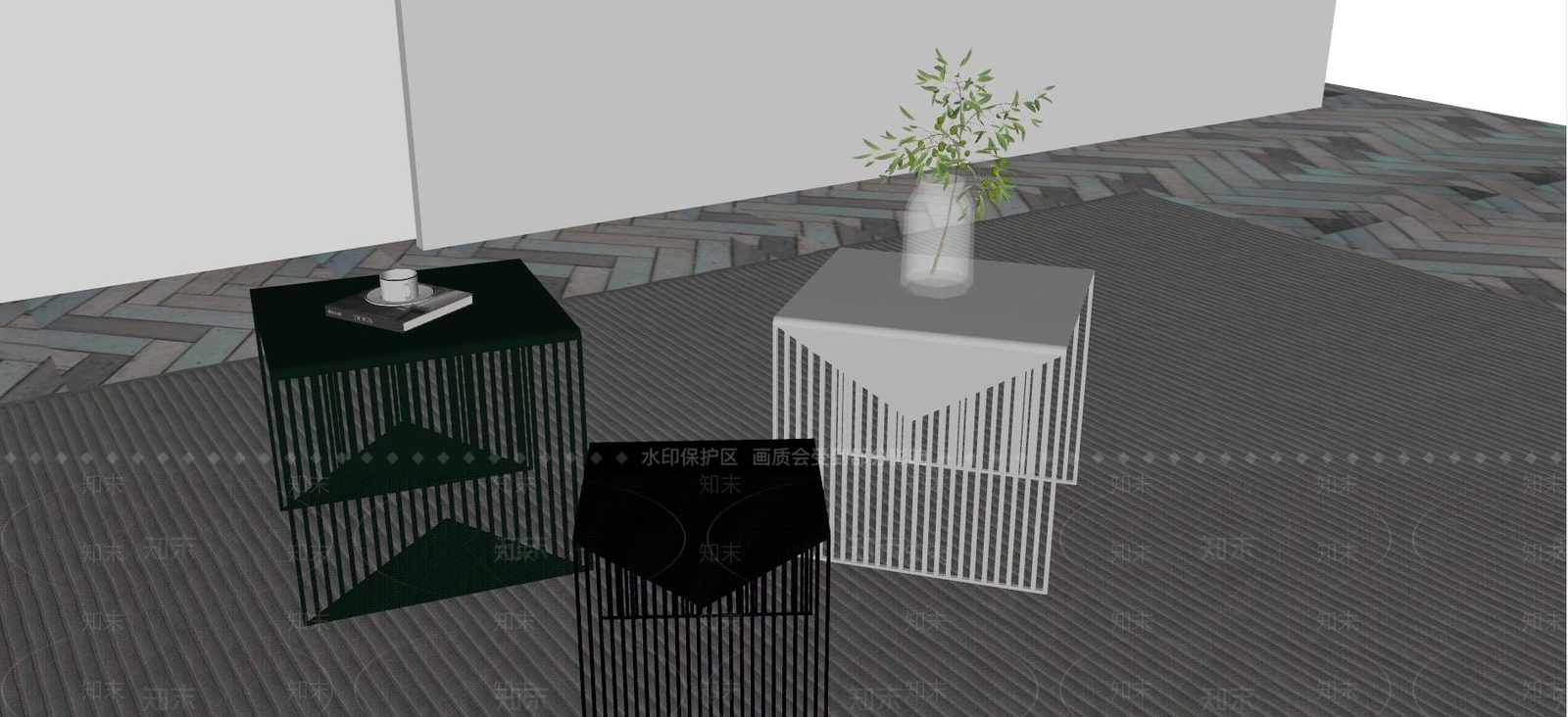 现代铁艺方几SU模型下载【ID:1125889238】