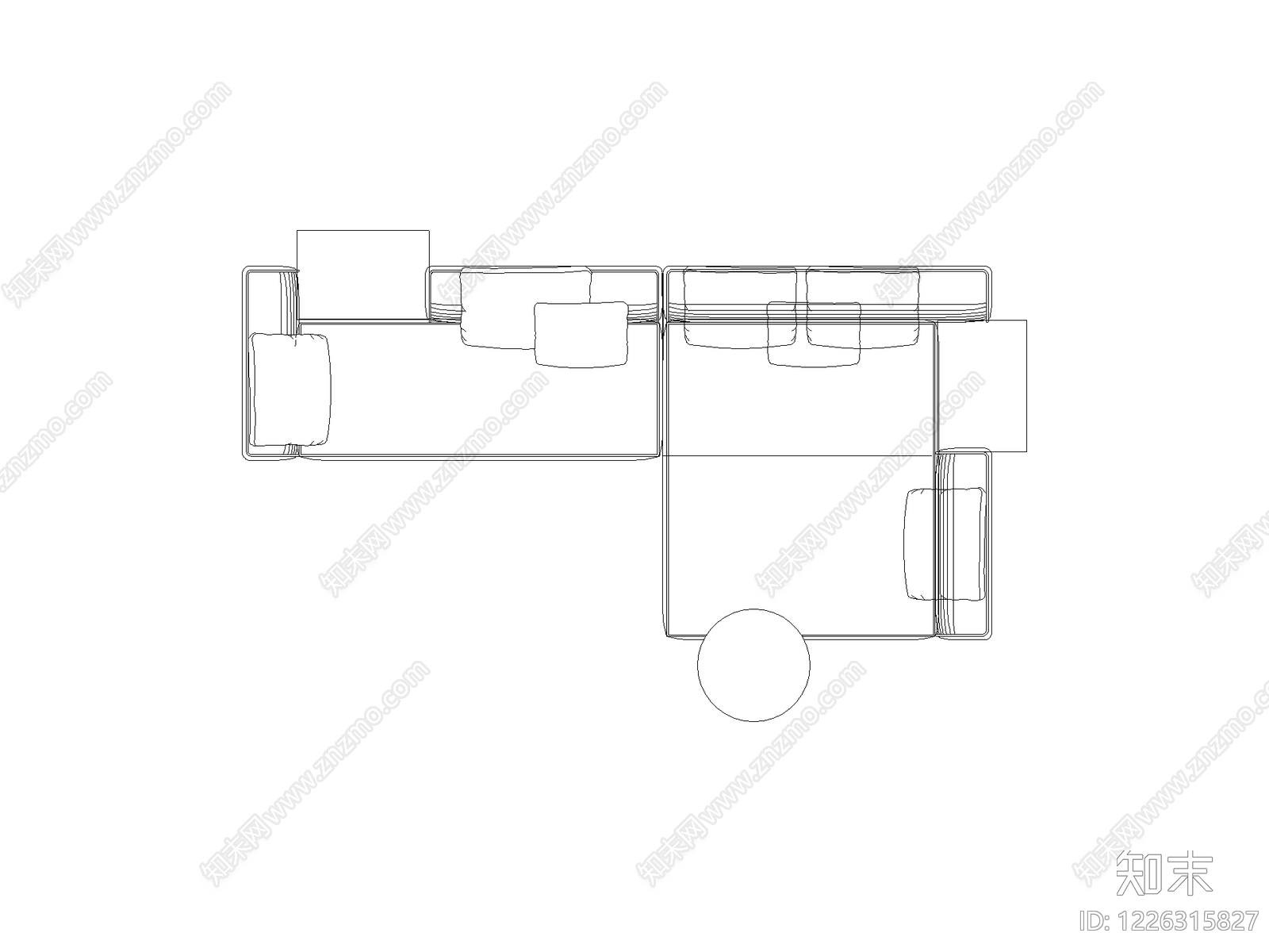 沙发cad施工图下载【ID:1226315827】