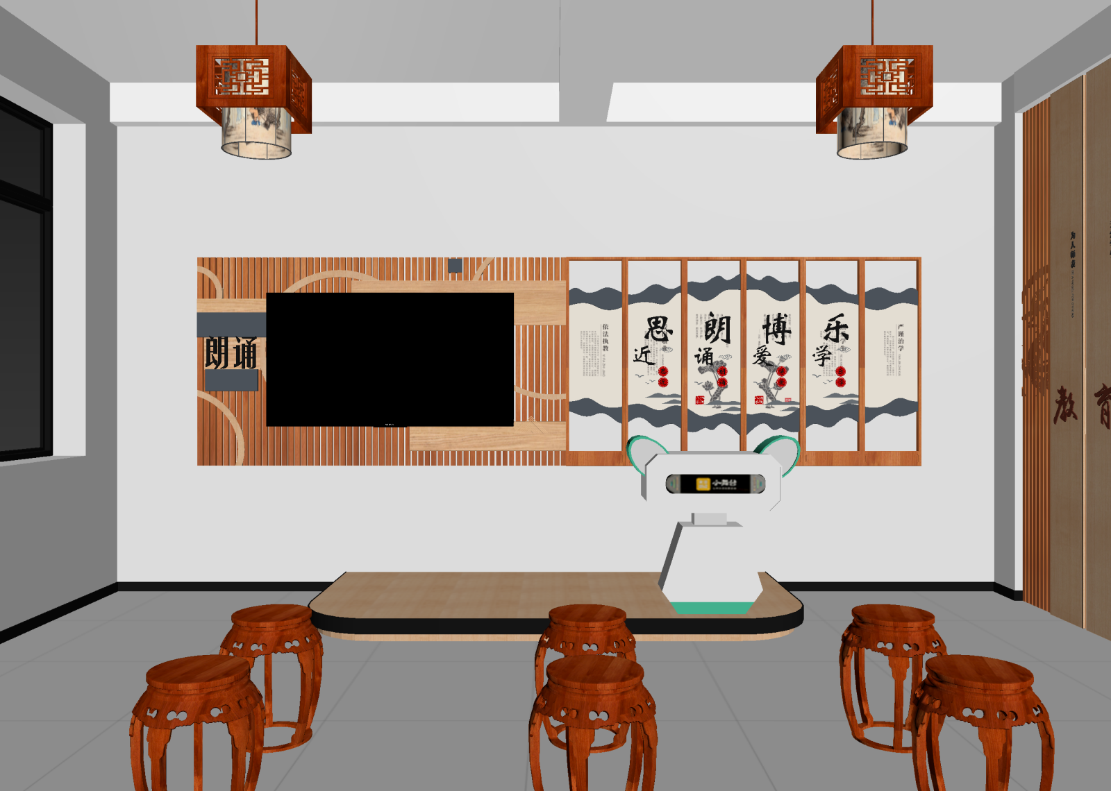 现代教室3D模型下载【ID:1214999246】
