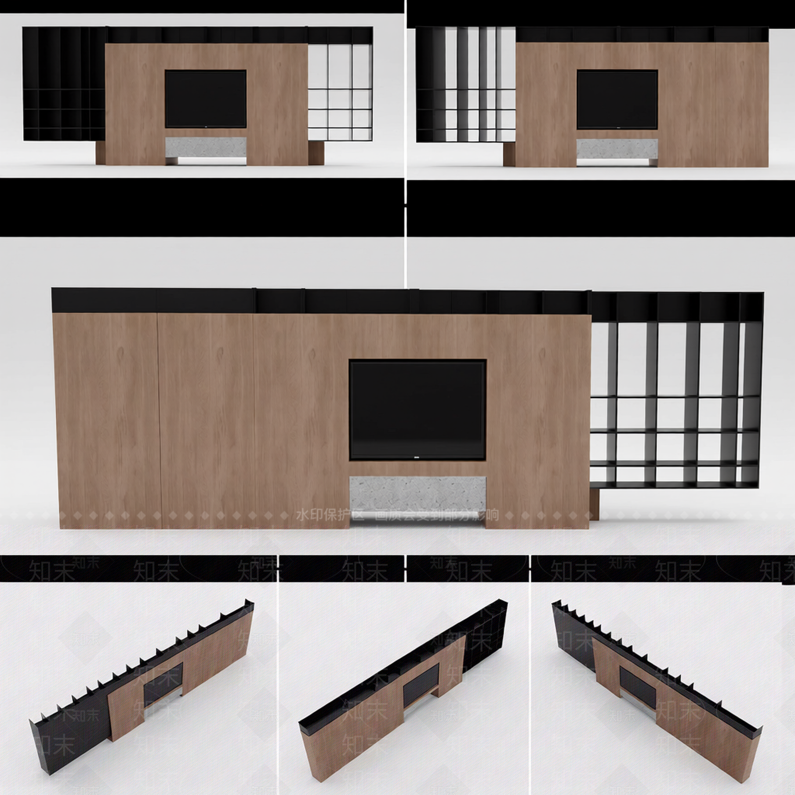 电视墙柜体组合3D模型下载【ID:1206202570】