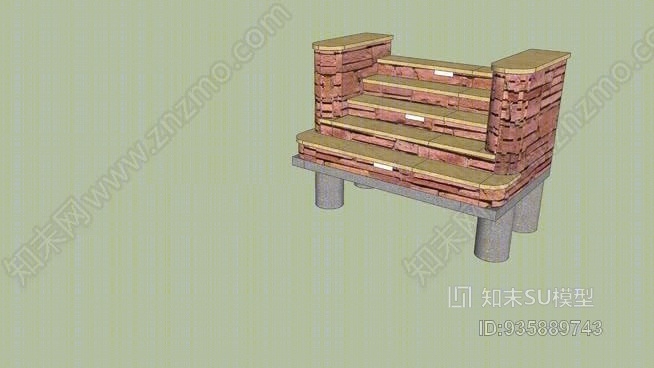 砖石门廊楼梯SU模型下载【ID:935889743】