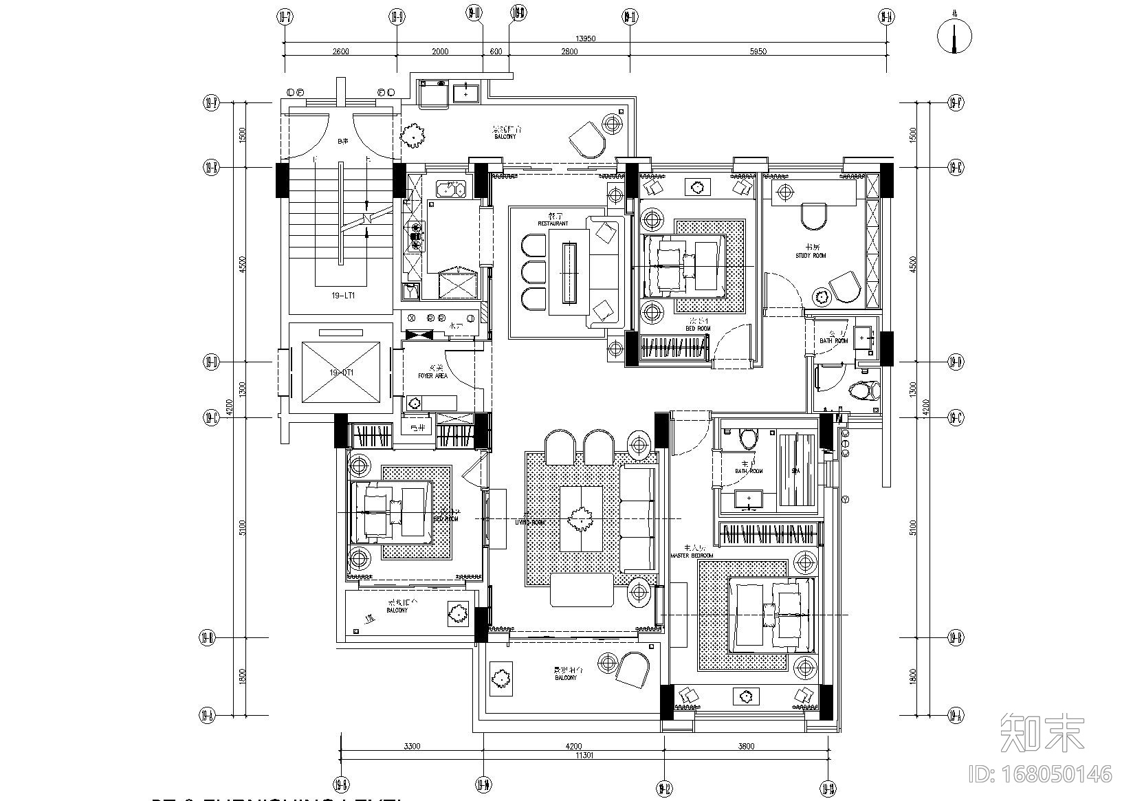 [广东]深圳某A户型样板房精装施工图_效果图施工图下载【ID:168050146】