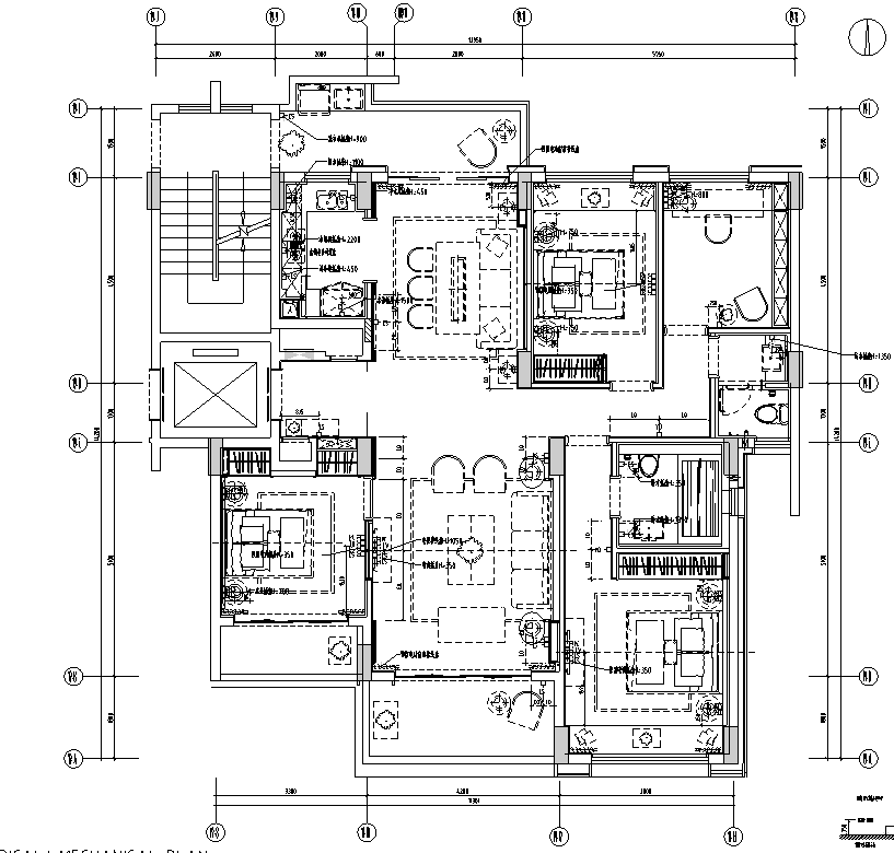 [广东]深圳某A户型样板房精装施工图_效果图施工图下载【ID:168050146】