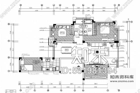 施工图福州地区标志性大型豪宅区现代风格两居室装修图含实景图cad施工图下载【ID:531981394】