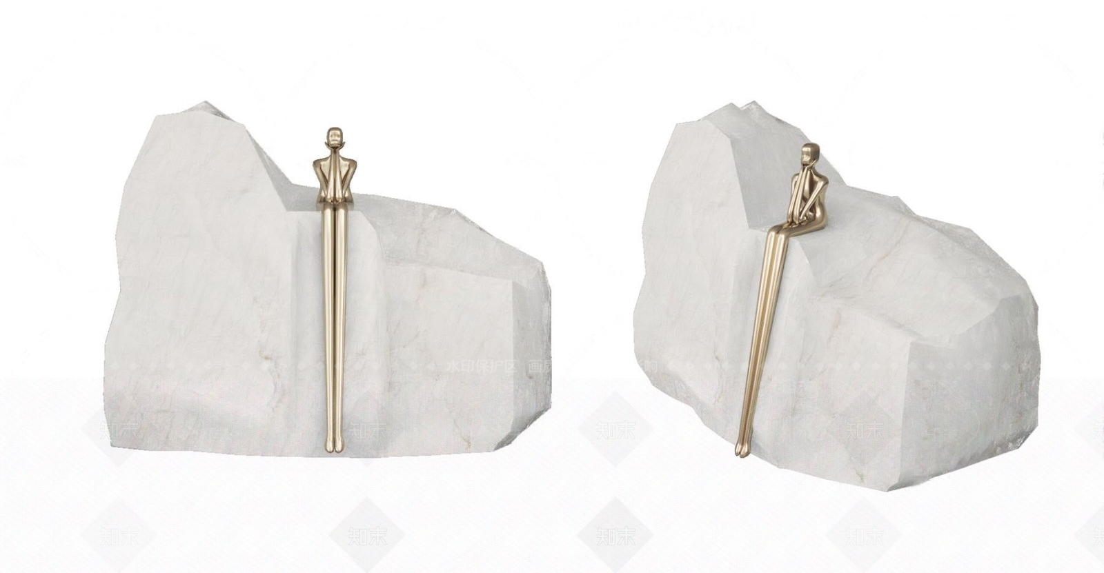 现代石头人物雕塑3D模型下载【ID:186079356】