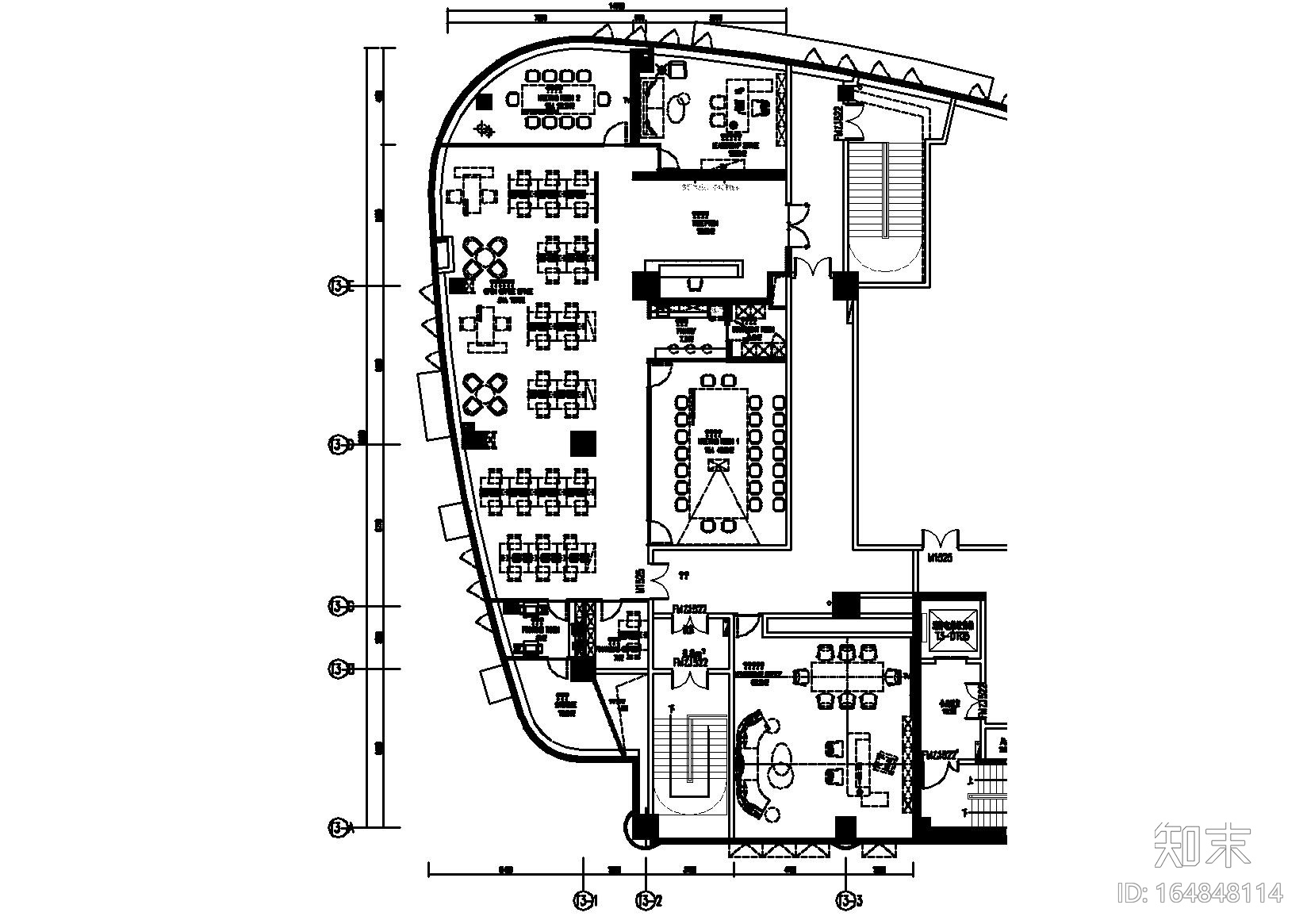 集艾设计 - 上海中城事业办公室CAD施工图cad施工图下载【ID:164848114】
