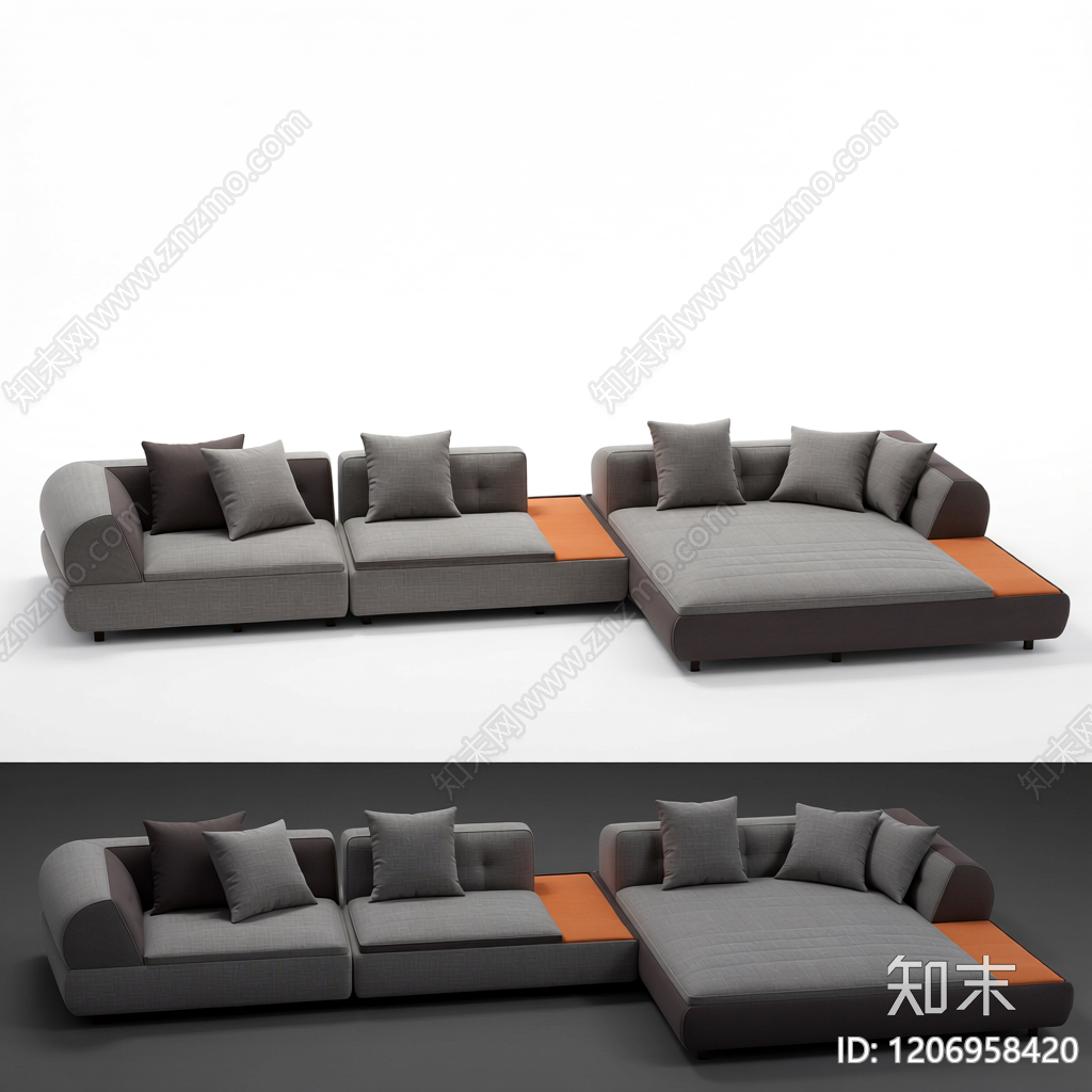 L型模块化沙发3D模型下载【ID:1206958420】