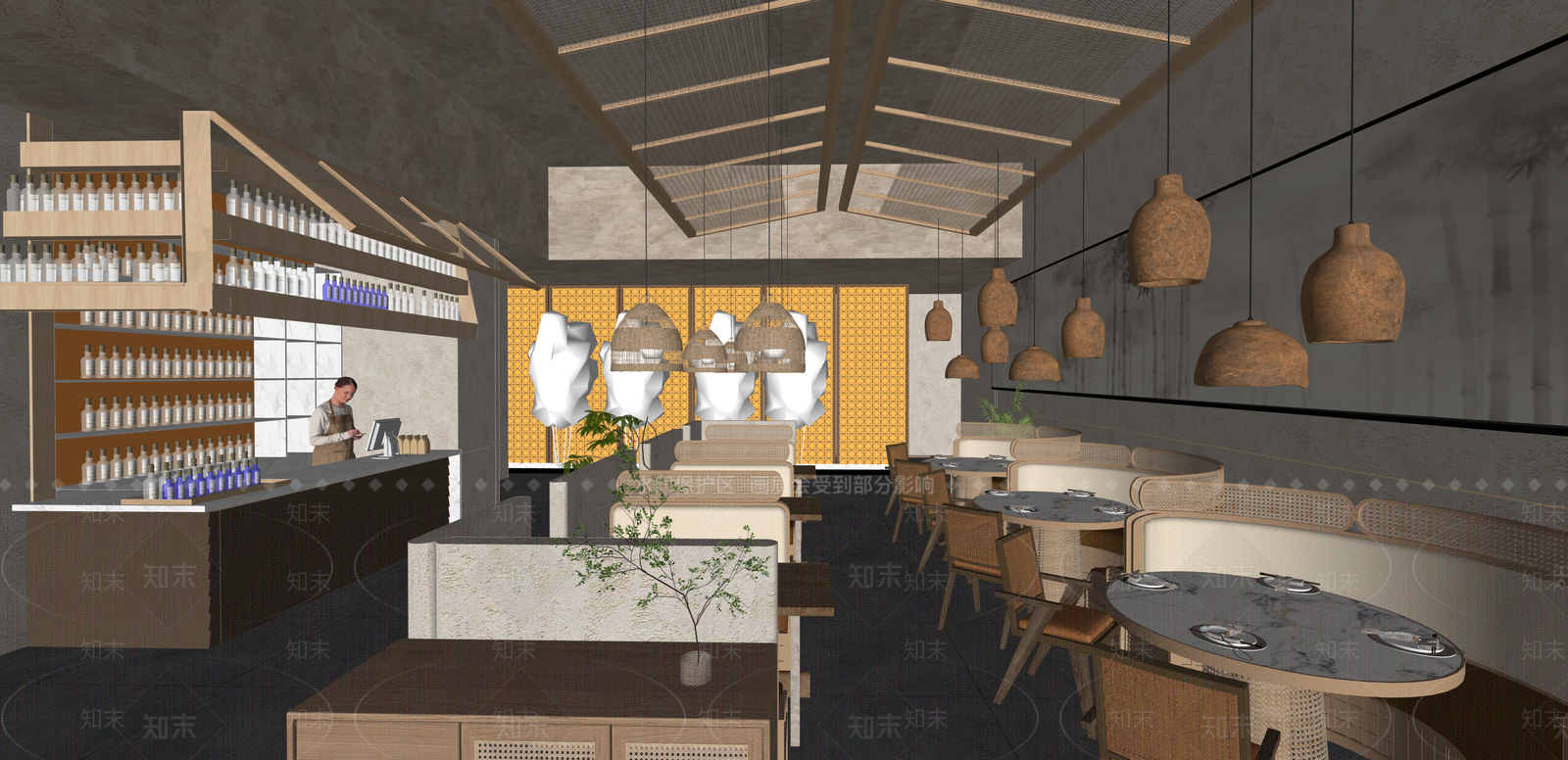侘寂咖啡厅SU模型下载【ID:1215207307】