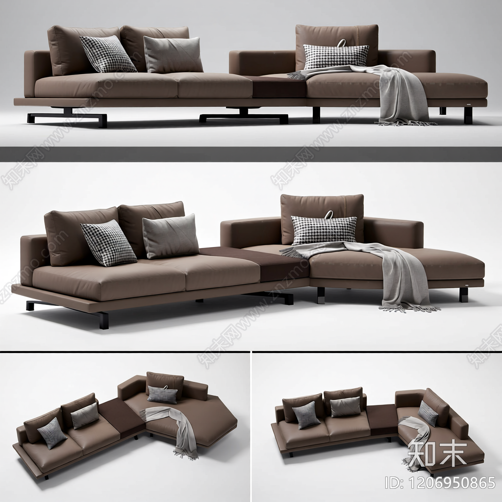 L型皮质沙发组合3D模型下载【ID:1206950865】