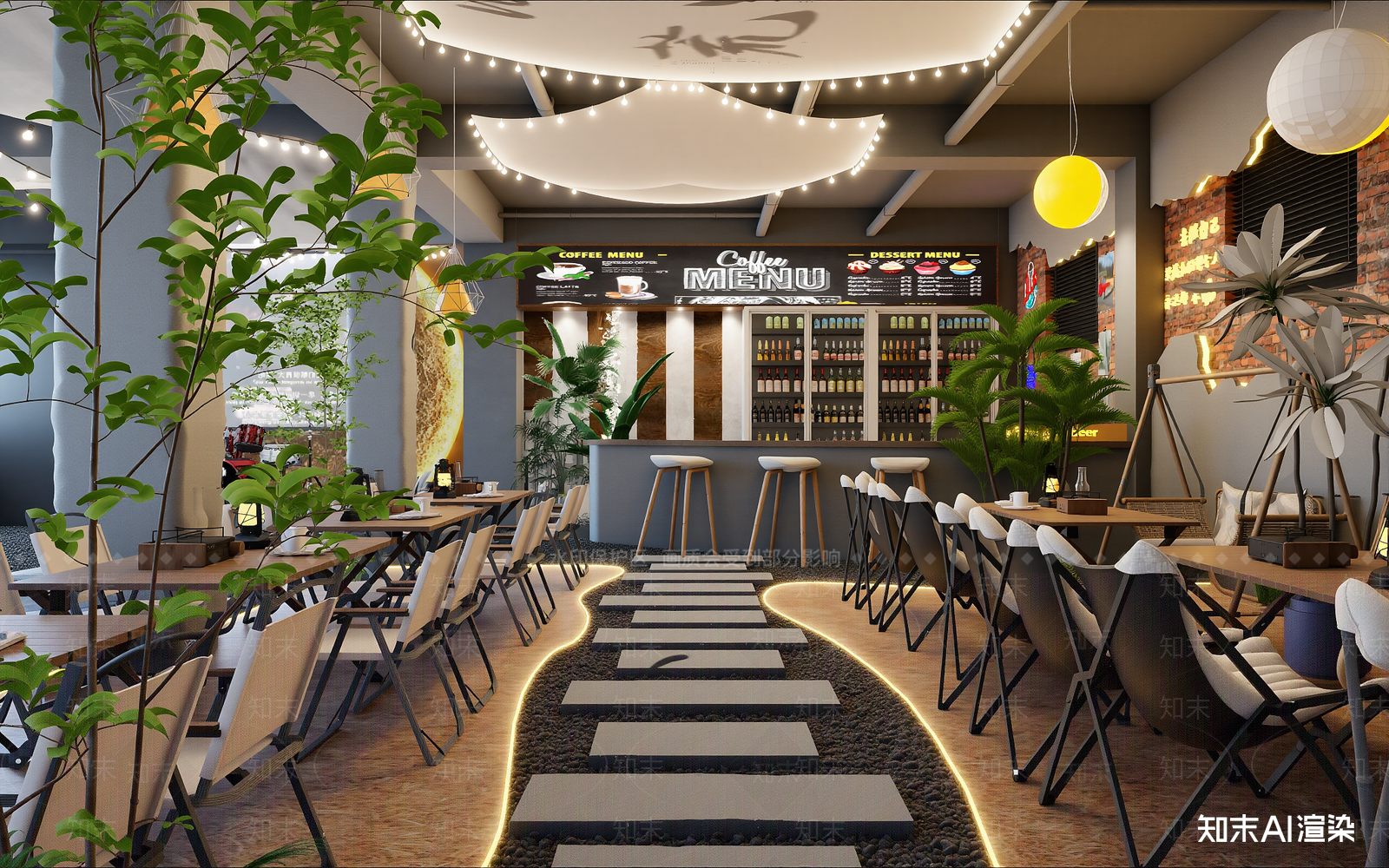工业风咖啡厅3D模型下载【ID:1214407803】