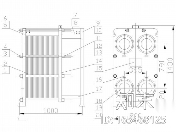 板式换热器大样图cad施工图下载【ID:165468125】