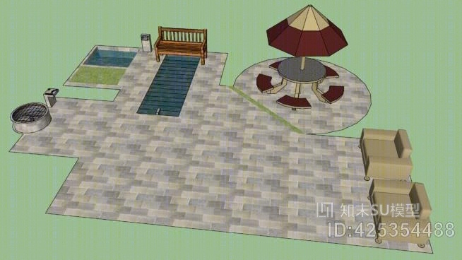 现代庭院SU模型下载【ID:425354488】