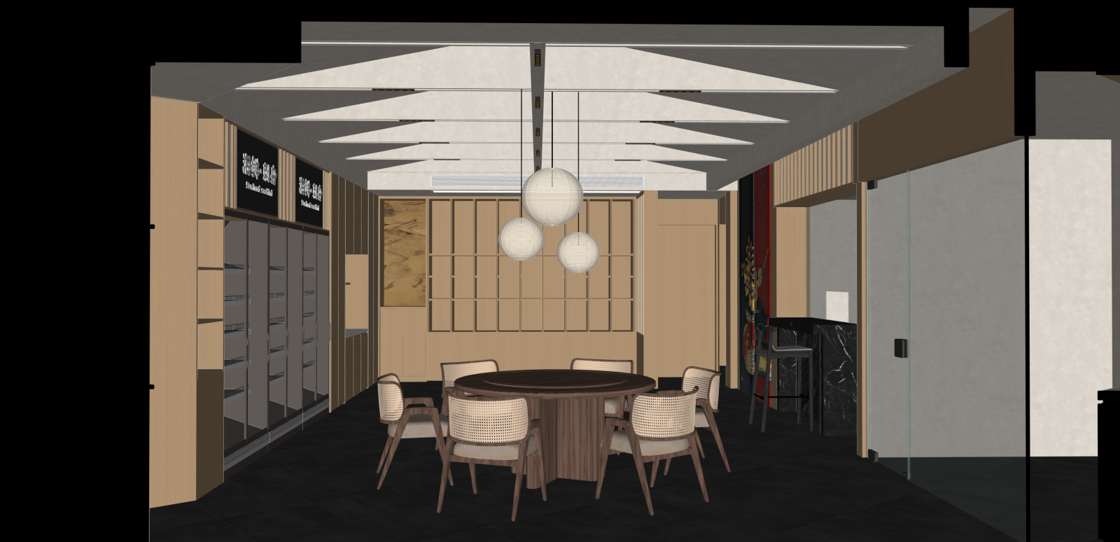 现代日料店SU模型下载【ID:1216019190】