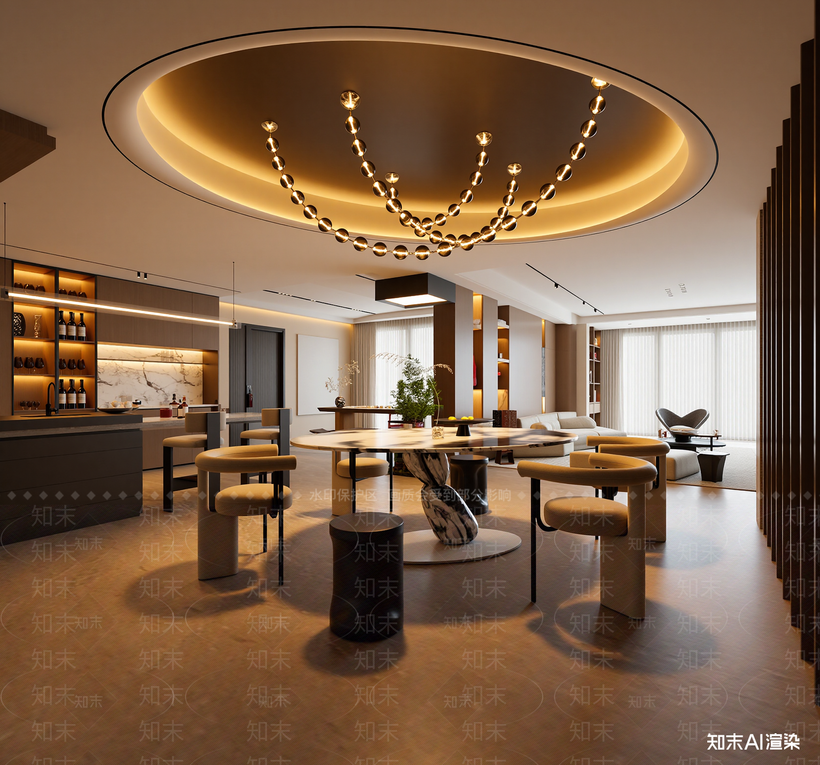 现代客餐厅3D模型下载【ID:1221517125】