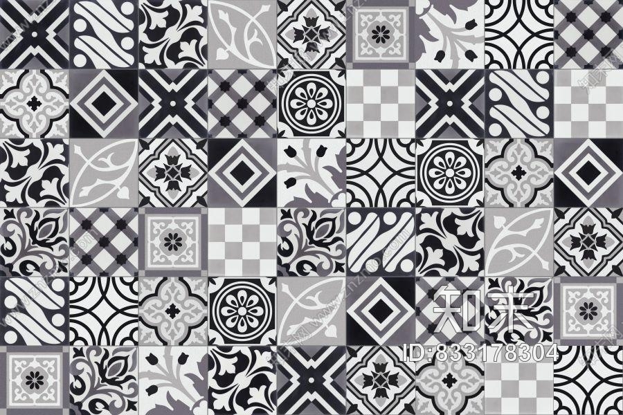 花砖墙砖瓷砖贴图下载【ID:833178304】