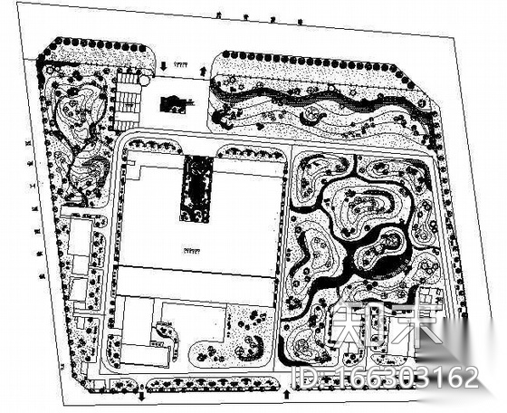 [四川]某制药厂厂区绿化设计平面cad施工图下载【ID:166303162】