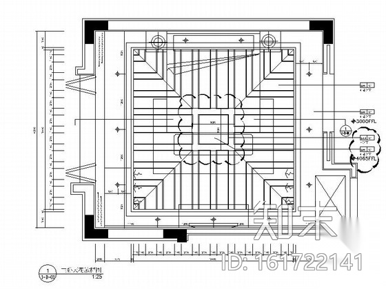 现代中式高尔夫样板房三居室装修施工图（含效果）cad施工图下载【ID:161722141】