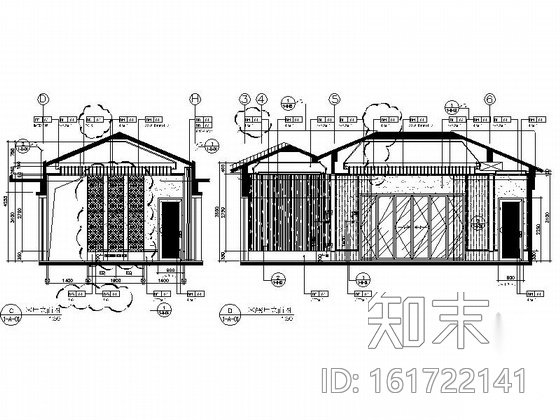 现代中式高尔夫样板房三居室装修施工图（含效果）cad施工图下载【ID:161722141】