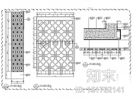 现代中式高尔夫样板房三居室装修施工图（含效果）cad施工图下载【ID:161722141】