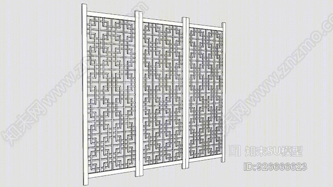 世纪中叶现代屏风分隔器SU模型下载【ID:926666623】