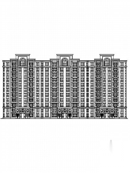 [江苏]11层artdeco风格联排住宅楼建筑设计施工图（知名...cad施工图下载【ID:167626134】