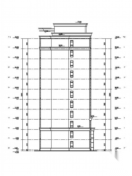 [江苏]11层artdeco风格联排住宅楼建筑设计施工图（知名...cad施工图下载【ID:167626134】