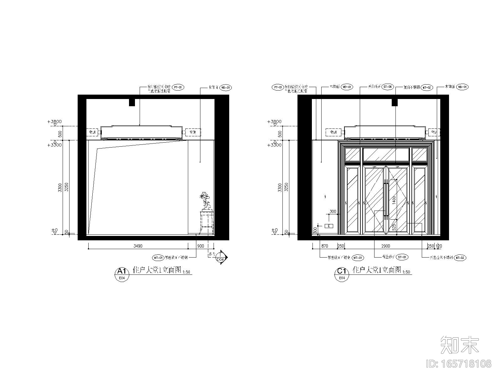 福州世欧王庄城样板房一层大堂施工图_水电cad施工图下载【ID:165718108】