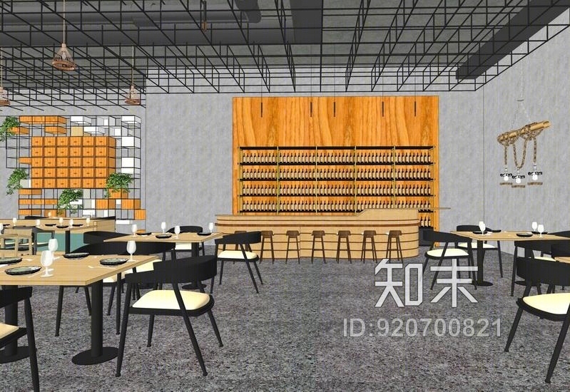 现代西餐厅SU模型下载【ID:920700821】