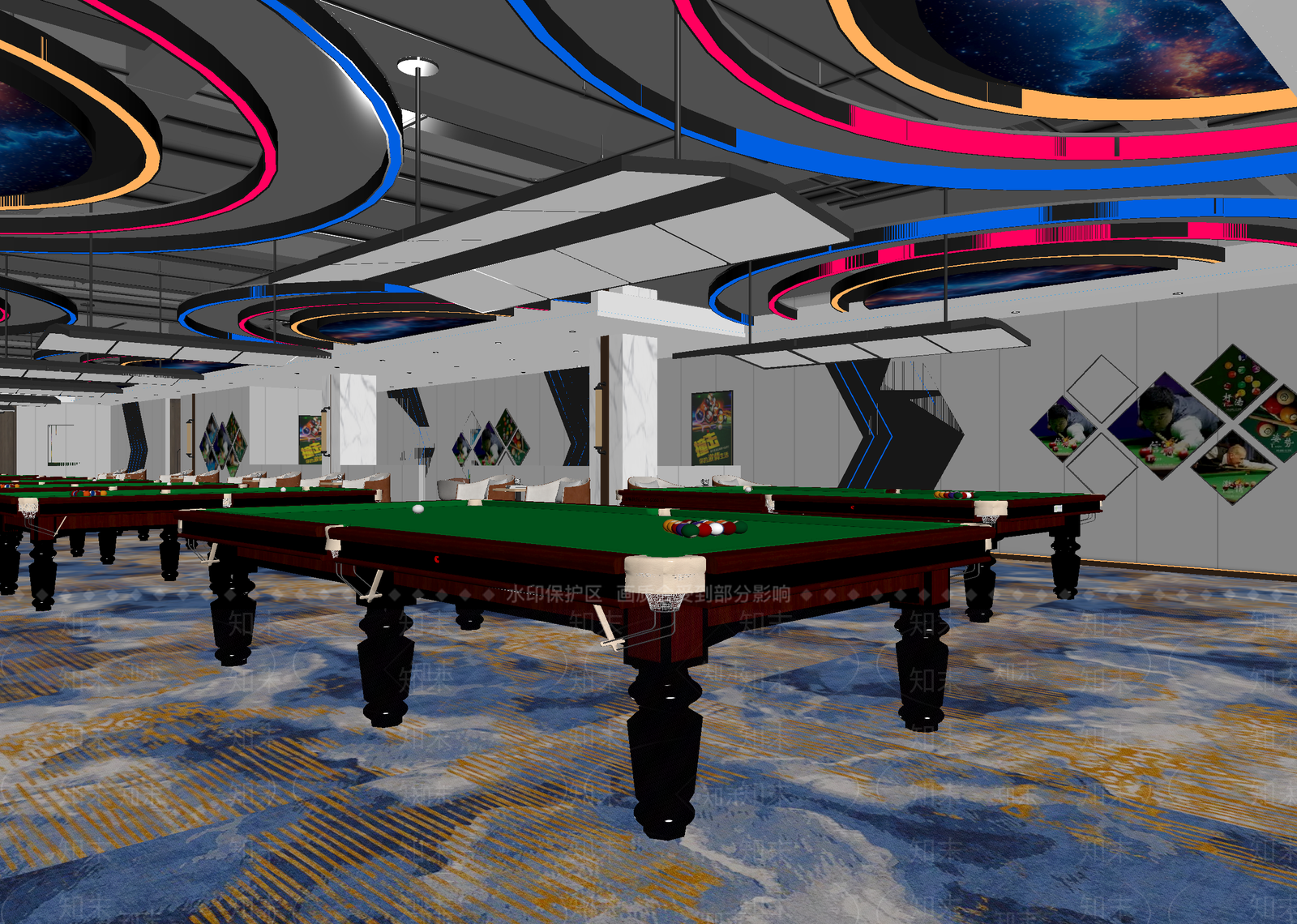 现代台球室3D模型下载【ID:1215181601】