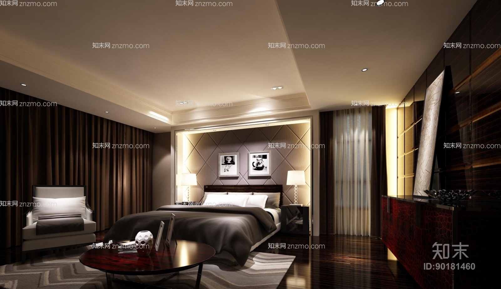 现代白色长方形单人沙发3D模型下载【ID:90181460】
