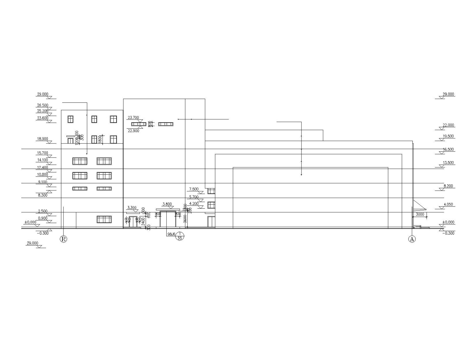 某三层影剧院建筑施工图（CAD）cad施工图下载【ID:160726101】