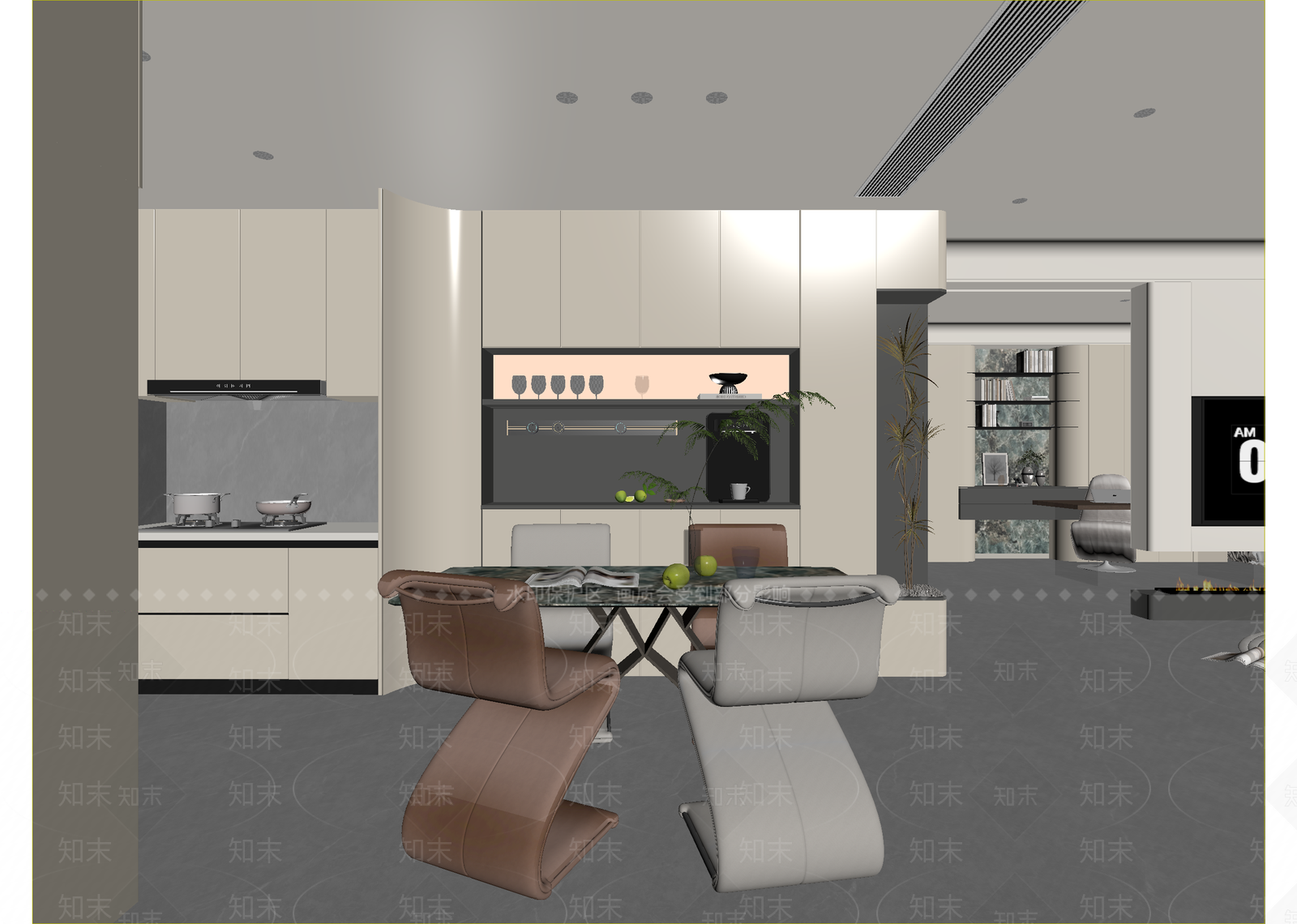 现代客餐厅3D模型下载【ID:1215094916】