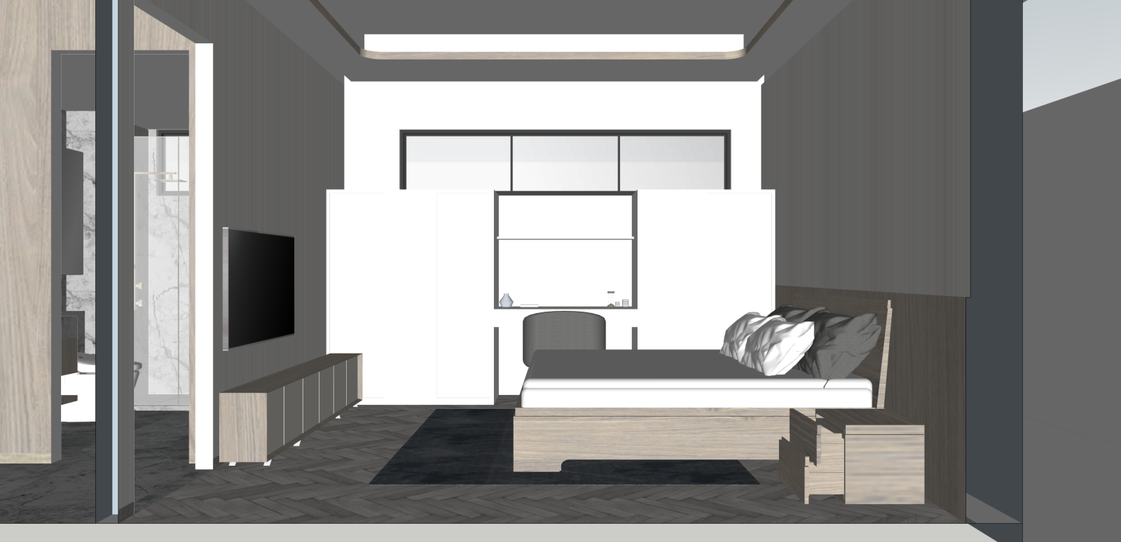 现代别墅客厅SU模型下载【ID:1215936136】